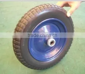 13inch Solid Wheelbarrow Wheels With Metal Rim Flat Free Tyre thumbnail-1