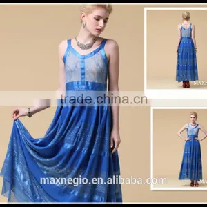 2015 Maxnegio Simple Blue Long Maxi Evening Dress thumbnail-4