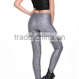 MGOO 2017 Fashion Manufacturer Custom Jersey Leggings 90 Polyester 10 Spandex Leggings Grey Mermaid Scale Print thumbnail-6