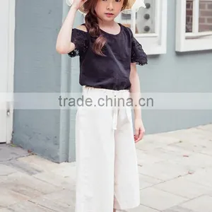 Zm35616a Fashion Clothing 2017 Wholesale Girls Shirts and Jean Pants Clothes Set thumbnail-1