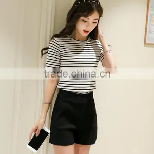 2016 New Fashion All Match Half Sleeve Striped T-shirts for Ladies thumbnail-6