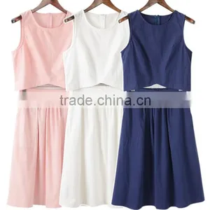 Wholesale Woman Dress, Latest Dress Design , Custom Casual Dress Summer 2pcs Dress Fashion Lady Dress thumbnail-1