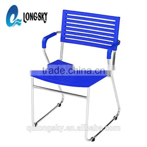 LS-4030F Fashion Design Stackable Metal Frame Plastic Chair With Arms thumbnail-3