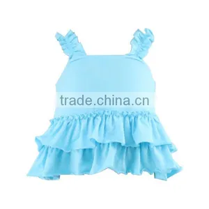 2017 Summer Pictures of Latest Girl Pink and Blue Ruffle Gowns Designs for Newborn Baby thumbnail-2