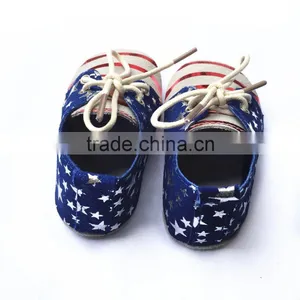 Suede Soft Sole Baby Shoes,American Flag Design Suede Leather Moccasin Shoes thumbnail-2