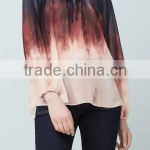 Runwaylover EY2342B Women 2017 Deep V-Neck Fashion Hit Color Blouse thumbnail-1
