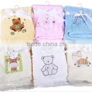 Baby Coral Fleece Blanket With Embroider/baby Blanket/baby Fannel Blankets/wholesale Blanket thumbnail-1