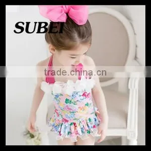 Children Piece Swimsuit Girls Skirt Type Swimsuit Children Baby Swimwear Floral thumbnail-2