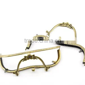 Antique Bronze Purse Bag Metal Arch Frame Kiss Clasp Lock Handle Metal Frame thumbnail-2