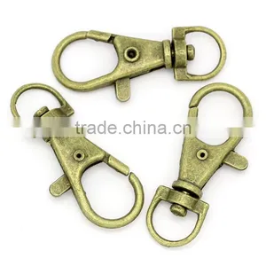 China Wholesale Antique Bronze Key Ring Metal Swivel Lobster Claw Clasp Hook thumbnail-2