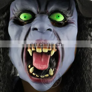 Halloween Witch Scary Latex Mask With Wigs thumbnail-5