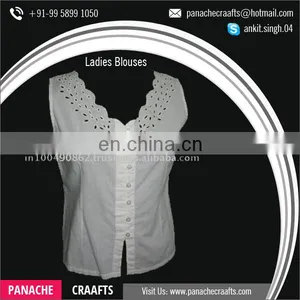 Latest Trendy Promotional 100% Cotton Designer Woman Blouse thumbnail-5