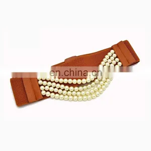 Yiwu Factory Wholesale Woman Ladies Fashion Elastic Corset Belt With Pearl thumbnail-3