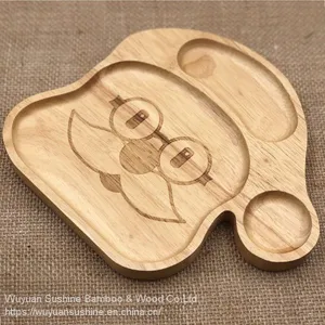 Wooden Plate for Children,Made of Rubber Wood thumbnail-3