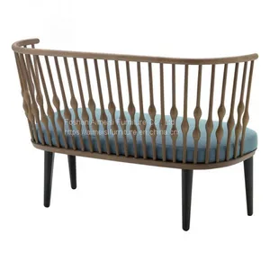 Modern Luxury Living Room Fabric Wooden Two Seat Sofa thumbnail-2