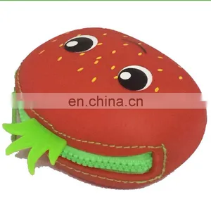 Creative Strawberry Key Coin Bag Custom Emoji Logo Printing Women Wallet Fashion Zip Silicon Purse thumbnail-3