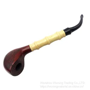 245mm Length Wooden Resin Medium Tobacco Pipe With Small Color Mixture-head and Bamboo Joint Tube for Smoking thumbnail-1