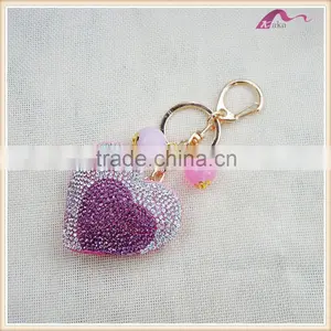 Custom Handmade Crystal Heart Leather Keychain For Gifts Quality Choice thumbnail-1