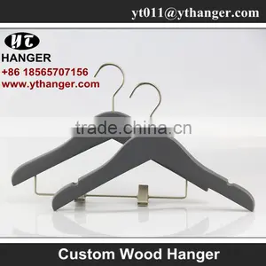 IMY-169 Grey Kids Wooden Hangers With Clips thumbnail-3