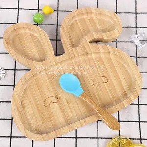 Toddler Feeding Divided Plate Bamboo Plates Baby Kids Bamboo Suction Plate thumbnail-2