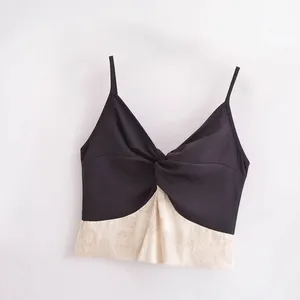 Lazy Vacation Style Retro Patchwork V-neck Camisole Dress for Women's Summer Temperament, Slimming A-line Long Skirt thumbnail-3