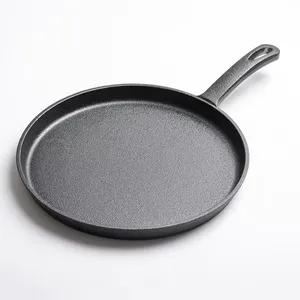 Crepe Pan, 10.5 Inch Cast Iron Dosa Pan Nonstick Dosa Tawa for All Stove, Tortilla Pan With Detachable Handle, Black thumbnail-1
