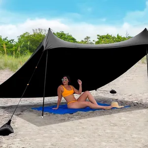 Quality Lycra Nylon Fabric Aluminum Poles- Perfect Sun Shelter Beach Canopy Awning Sunshade Beach Tent With Sandbag thumbnail-1
