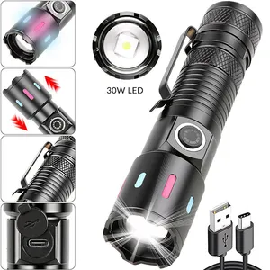Wholesale Mini EDC White Laser Flashlight Dual Power Compatible 600M Range Telescopic Zoom Pocket Torch With Glow Strips thumbnail-1