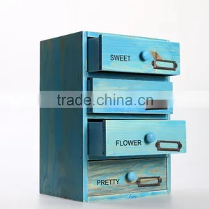 4-drawer Wood Cabinet Handcrafted Desk Organizer Storage Box Craft Furniture thumbnail-6