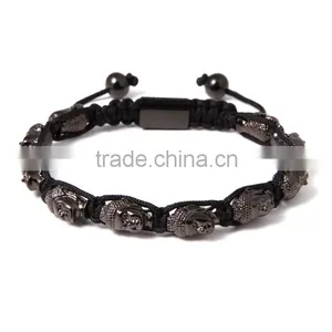 2016 Popular Upscale Rose Gold Lava Stone Buddha Stainless Steel Bracelet Costume Jewellery Match Colorful Cord thumbnail-5