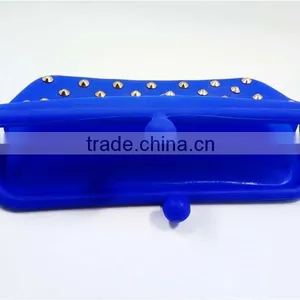 Metal Decor Navy Blue Wallet Photos Durable Retro Coin Purse Silicone Long Purse thumbnail-3