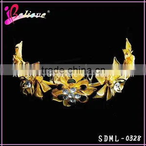 Bulk Hair Combs Wholesale Gold Flower Clear Rhinestone Hair Combs for Women thumbnail-1