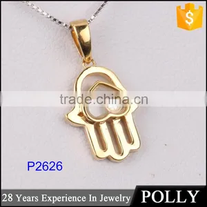 Newest Arrivaling Fashion Palm of Hand Shape Yellow Gold Pendant Necklace thumbnail-1