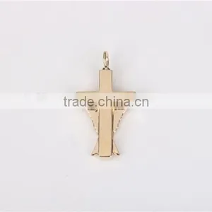 Custom 14k Gold Cross and Wing Hollow Pendant Jewelry 2016 thumbnail-3