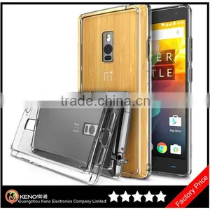 Keno All New Dust Free Cap Crystal Clear Shock Absorption TPU Bumper Drop Protective Hard Back Case for OnePlus Two thumbnail-1