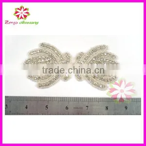 Rhinestone Applique For Wedding Dress, Neckline Rhinestone Applique, Crystal Appliques for Dresses thumbnail-1