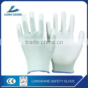 13G White Polyester Liner With White PU Palm Coated ESD Antistatic Safety Work Glove thumbnail-1