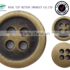 11.5mm Fashion Round Antique Brass Metal 4 Holes Shank Button thumbnail-1