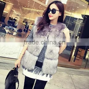 Fashion Woman Fox Fur Vest Without Collar thumbnail-1