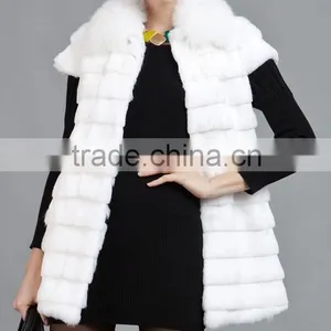 Rex14057 New Style Fashion Women Rabbit Fur Vest White thumbnail-1
