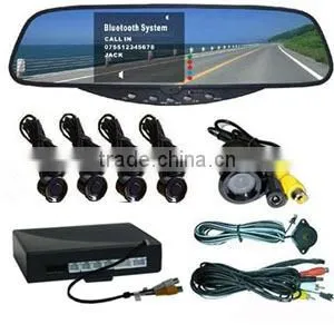Car Wireless Rrearview Mirror Bluetooth Handsfree Kit With Parking Sensor System thumbnail-1