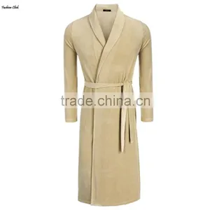 2016 Bathrobe Men Fashion Kimono Collar Bathrobe Long Sleepwear Winter Autumn Nightwear Bathroom Spa Thick Men Robe thumbnail-2