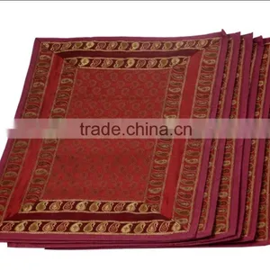 Silk Placemats and Coaster in Red Color Indian Silk Table Runner thumbnail-4