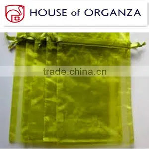 Green Organza Candy Pouch Drawstring With Stamping For Gift thumbnail-1