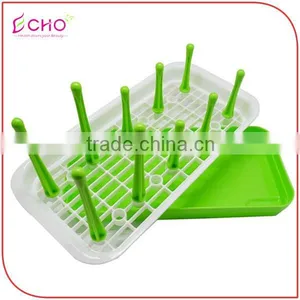 Kitchen Tableware Plastic Rectangle Green Draining Dish Rack for Water Cups and Saucers Holder thumbnail-4