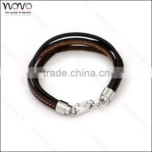 Dongguan Jewelry Factory Lobster Clasp Stainless Steel Bulk Leather Bracelet thumbnail-3