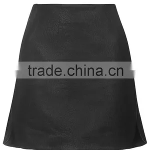 Cut Curved Hem Pelmet PU Skirt thumbnail-1