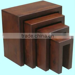 Wooden Cube Nest of Tables,mango Wood Furniture thumbnail-3