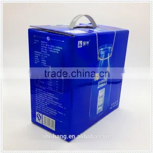 Color Printed Corrugated Paper Box With Plastic Handle Packing for Milk thumbnail-1