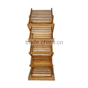 Fancy Bamboo Resting Room Furniture,5tiers Folding Magazine Display Rack thumbnail-1
